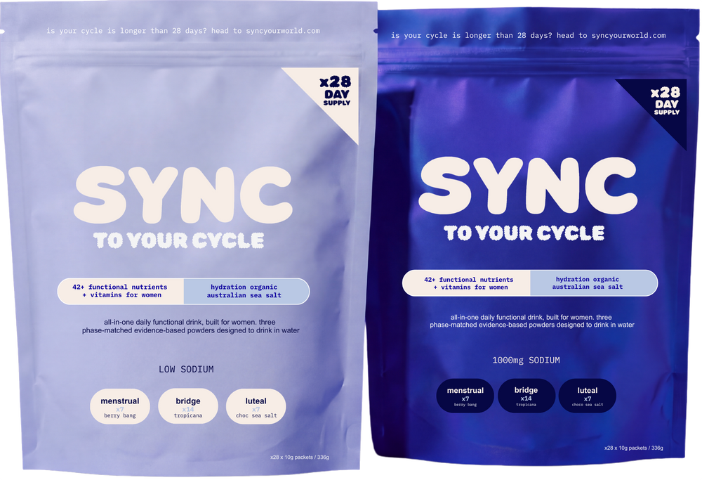 Sync low sodium and 1000mg sodium pouches